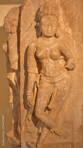 Bas-relief with dancing Apsara  or Surasundari at famous ancient Shree Eklingnath temple near Udaipur in Rajasthan  India