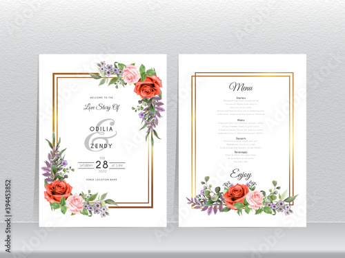 beautiful floral wedding invitation card