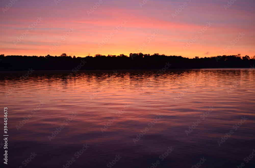 Sunset over lake Landscape