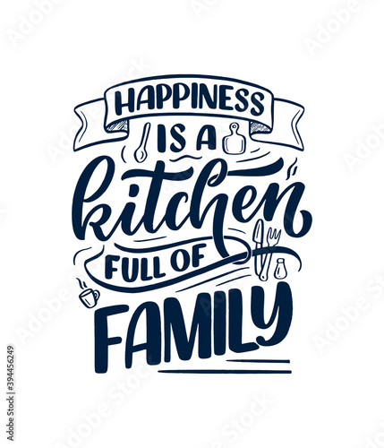 Hand drawn lettering quote in modern calligraphy style about family. Slogan for print and poster design. Vector