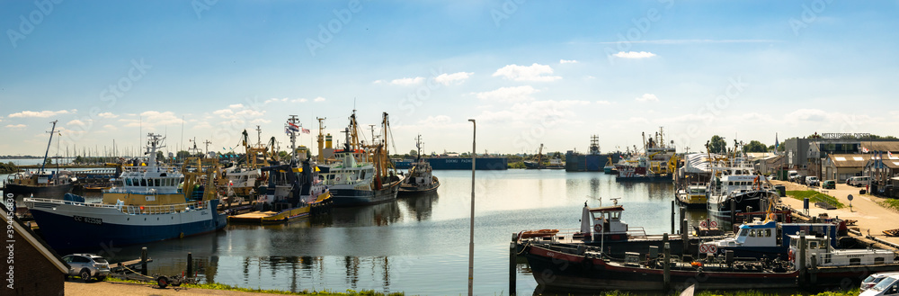 Panoramic view harbor Stellendam The Netherlands