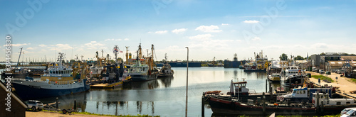 Panoramic view harbor Stellendam The Netherlands
