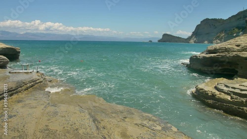 Rocky coastline of Corfu Island, Greece.