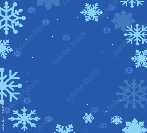 Snowflakes on blue sky - Christmas seamless background