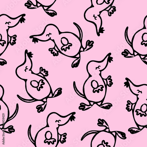 seamless pattern with moles. cute mole hand drawing. Design for children's clothing