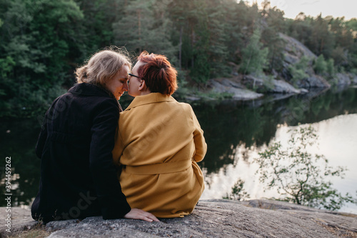 Female couple sitting together, Sweden photo