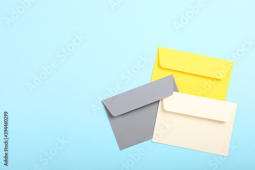 Paper color envelope for letters on a colored background in the air photo