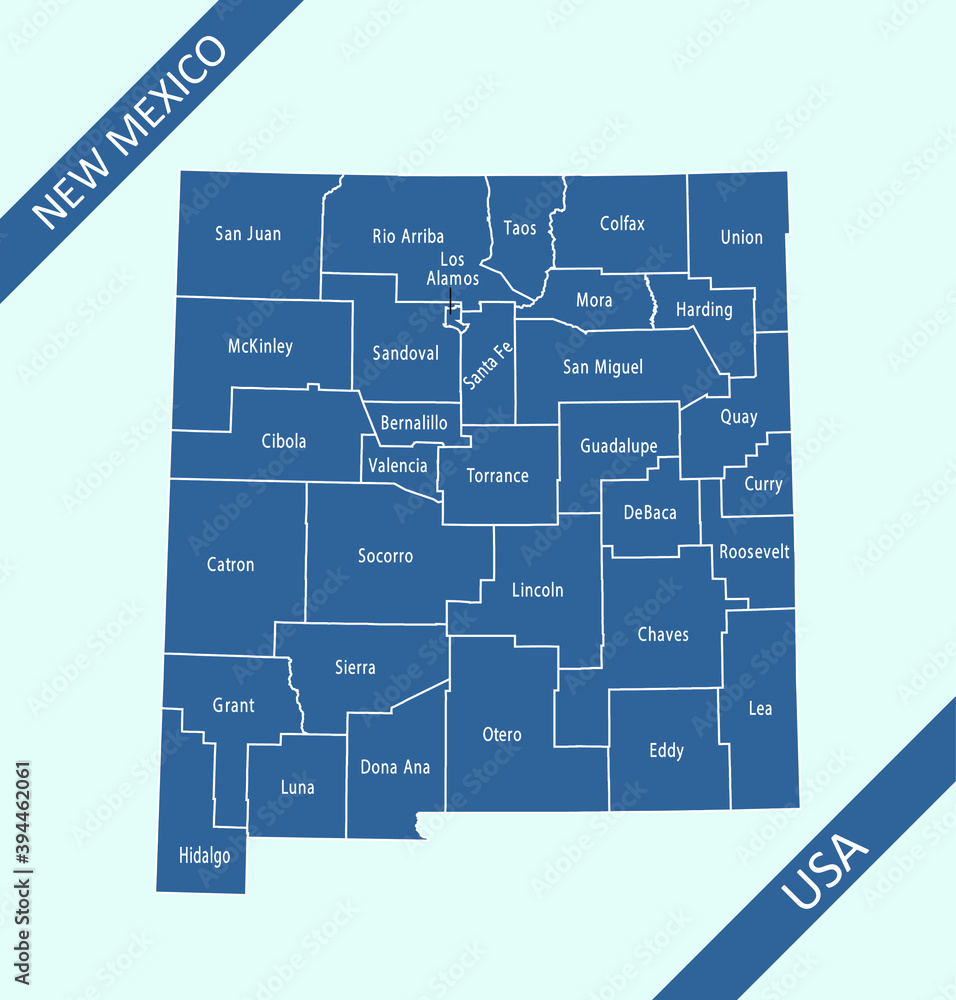 New Mexico Counties Map Labeled Stock Vector Adobe Stock Hot Sex Picture 1759