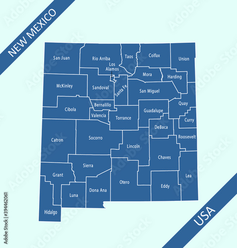 New Mexico counties map labeled photo