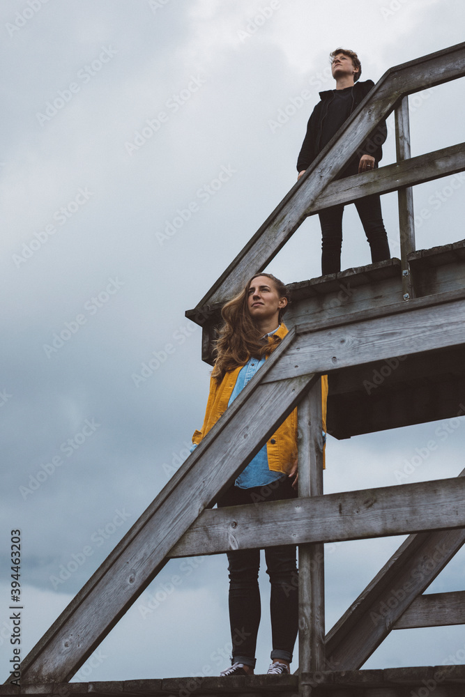 Women on diving tower, Sweden Women on diving tower, Sweden