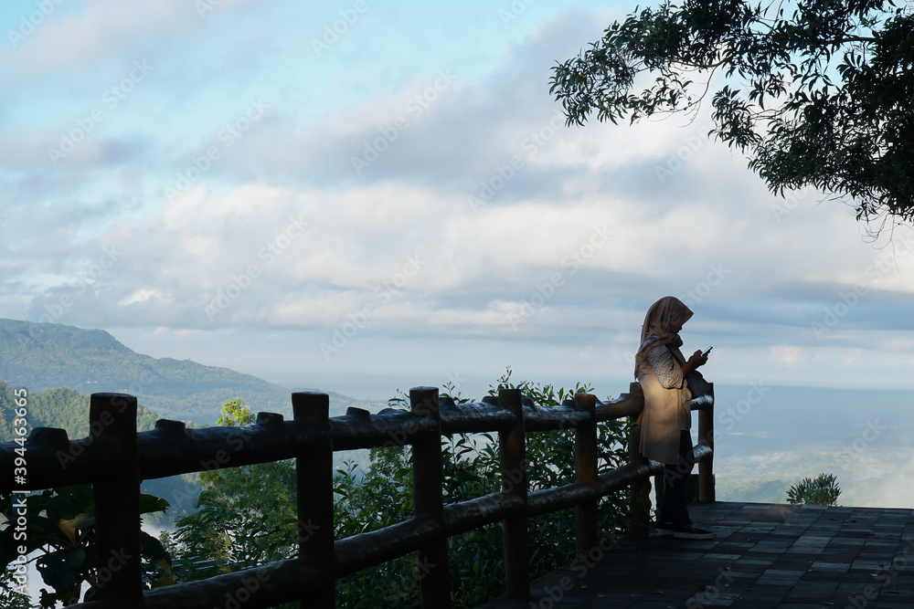 Obraz premium person on the bridge