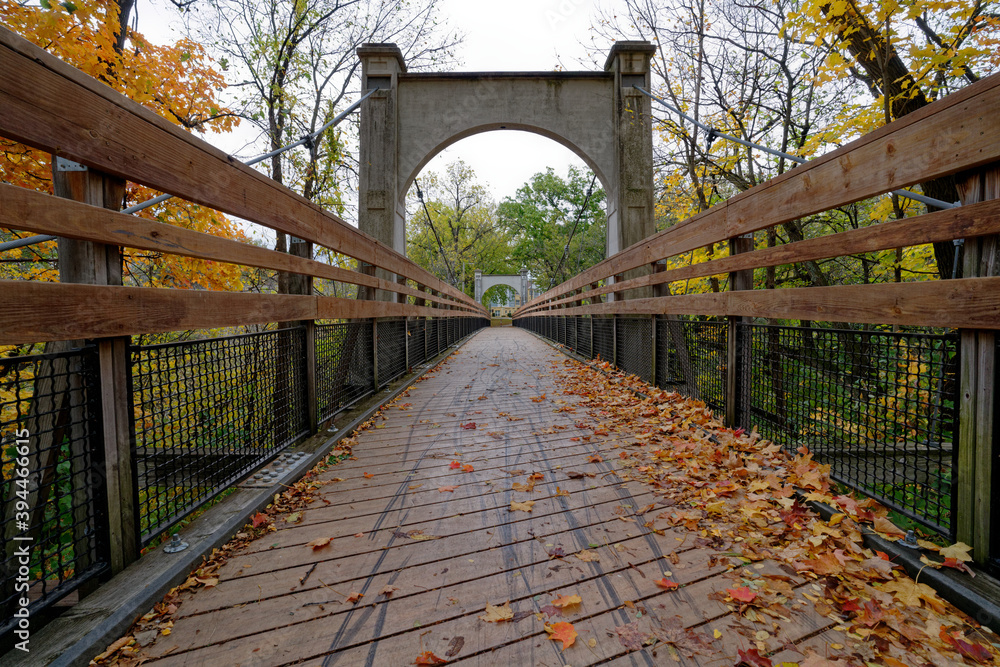 Fototapeta premium autumn bridge over the river