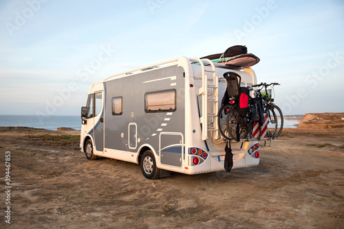 Motorhome parked at sea, Portugal photo