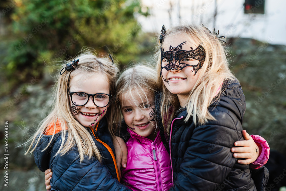 Smiling girls ready for Halloween, Sweden Smiling girls ready for Halloween, Sweden