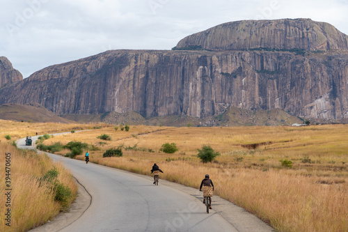 Cyclist on the road in Madagaskar photo