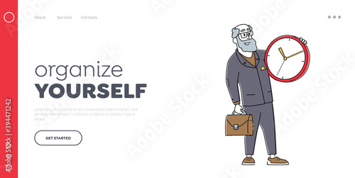 Time Management, Procrastination, Lack of Time Landing Page Template. Deadline, Business Working Process Organization