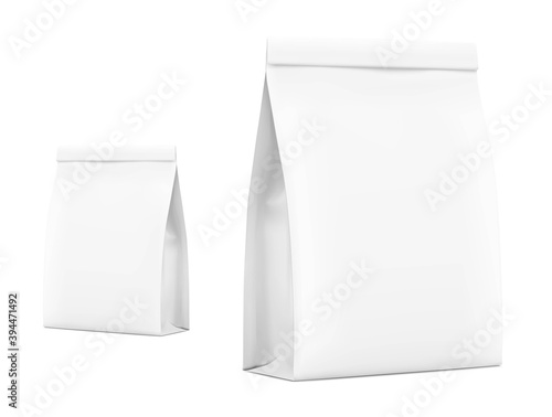 Quad seal bag mockup. Perspective view. Vector illustration. Best solution for presentation your brand, design, promo and etc. EPS10.	