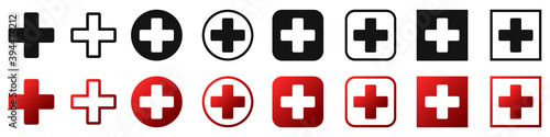 Photo Medical cross icons set. Medical cross sign. Vector illustration.