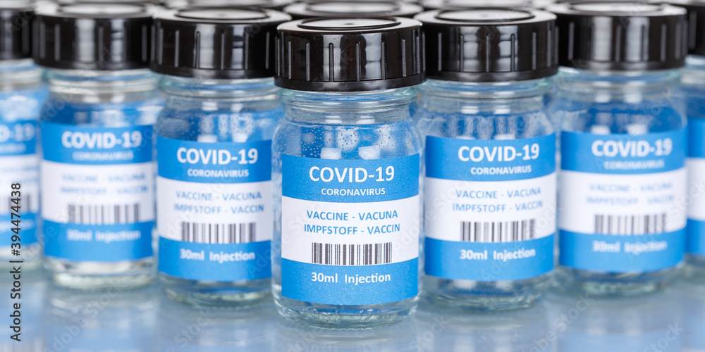 Coronavirus Vaccine bottle Corona Virus COVID-19 Covid vaccines panoramic Coronavirus Vaccine bottle Corona Virus COVID-19 Covid vaccines panoramic