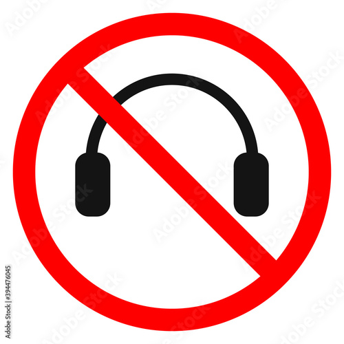 Headphones are forbidden. No headphones. Stop headphones icon