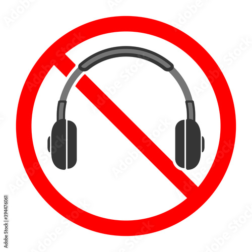Headphones are forbidden. No headphones. Stop headphones icon