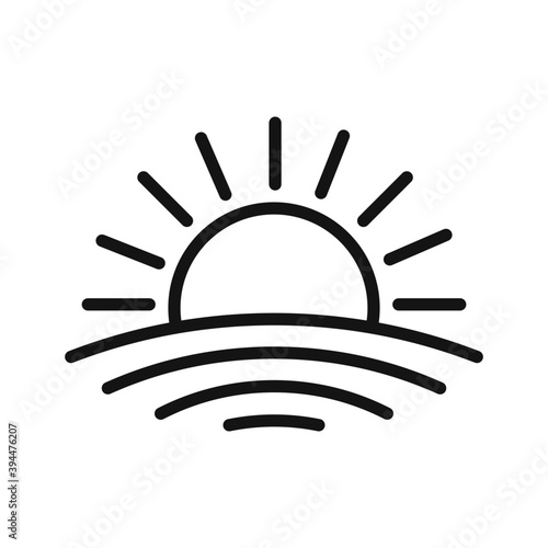 Sunset linear icon. Rising sun icon.