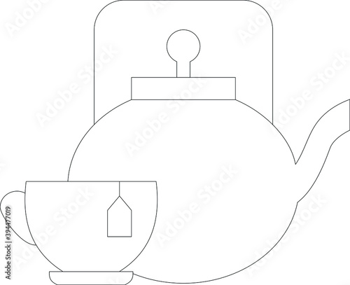 Drinks line icon for kettle and tea