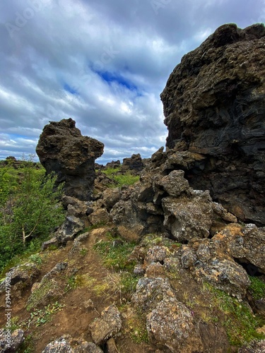 Fantastic natural sites around the lake of Myvatn, Iceland