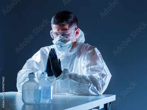 Doctor in a protective unif...