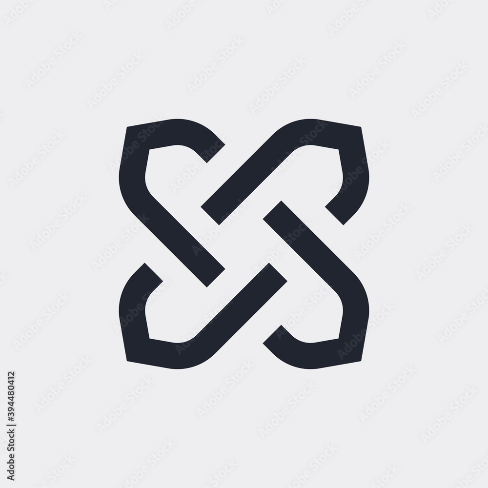 Complex Geometric Contemporary Element. Logo Template Design for Business Corporate Sign. Abstract Merged Figures for Web Design, Mobile App, or Infographics on Gray Backdrop Complex Geometric Contemporary Element. Logo Template Design for Business Corporate Sign. Abstract Merged Figures for Web Design, Mobile App, or Infographics on Gray Backdrop