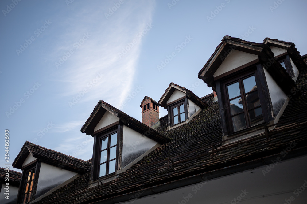 Ljubljana old town attic windows and chimney Ljubljana old town attic windows and chimney