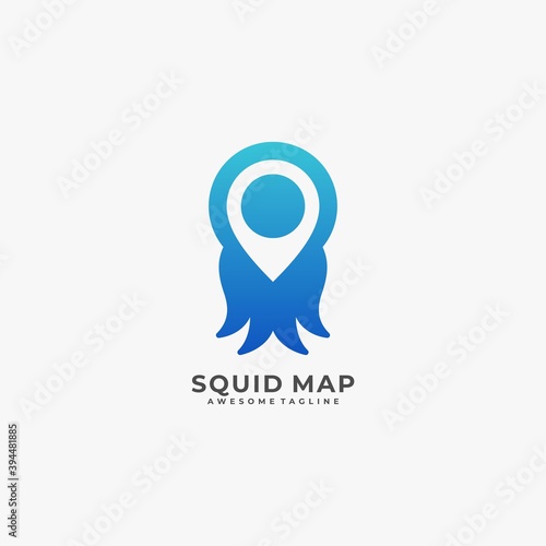 Squid map abstract vector logo design
