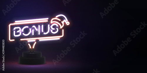 Vector realistic isolated neon sign of Christmas Bonus for invitation decoration.