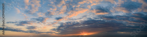 Fototapeta Naklejka Na Ścianę i Meble -  Dawn sky, sunbeams and dreams, morning panorama.