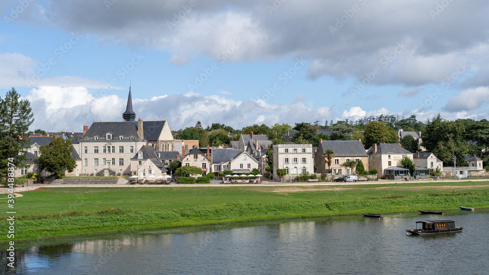 Fototapeta premium view of the city of the river Bouchemaine, France 