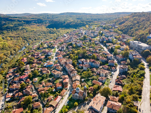 Aerial view of city of Veliko Tarnovo, Bulgaria