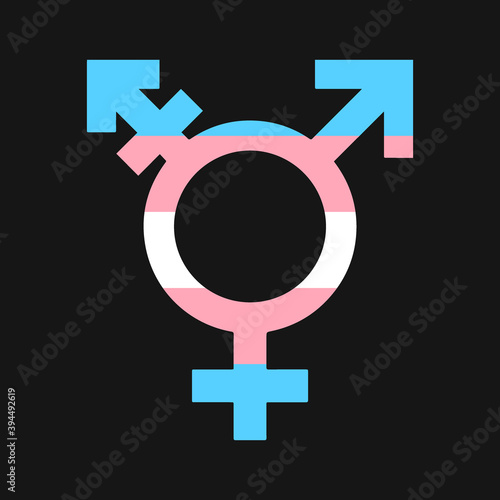Transgender Symbol Icon with Trans Pride Flag Vector 