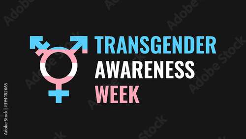 Transgender Awareness Week 2020 Logo Banner with Trans Transgender Symbol Icon and Trans Flag. Trans Awareness Week November 13 - 19 2020