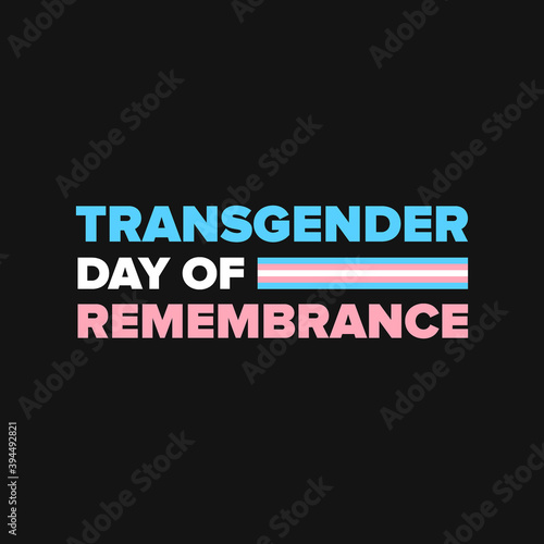 Transgender Day of Remembrance Logo or Banner with Trans Pride Flag on Dark Background