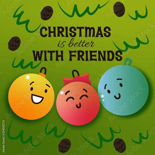 Amigos en el árbol de navidad