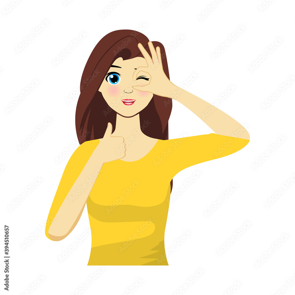 Beautiful woman expression character and emoticon face with gesture, vector illustration Beautiful woman expression character and emoticon face with gesture, vector illustration
