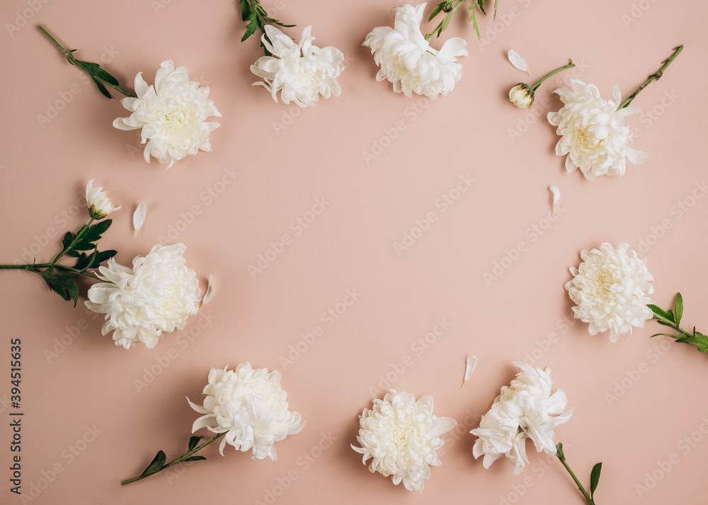 Floral pattern with white flowers on beige background. Floral pattern with white flowers on beige background.