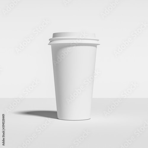 Coffee Cup Isolated On White. Abstract Image of White Painted Take Away Coffee Cup, Isolated Against White. 3d Rendering.