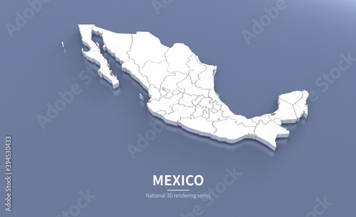 Mexico Map 3d. National map 3D rendering set in American continent.