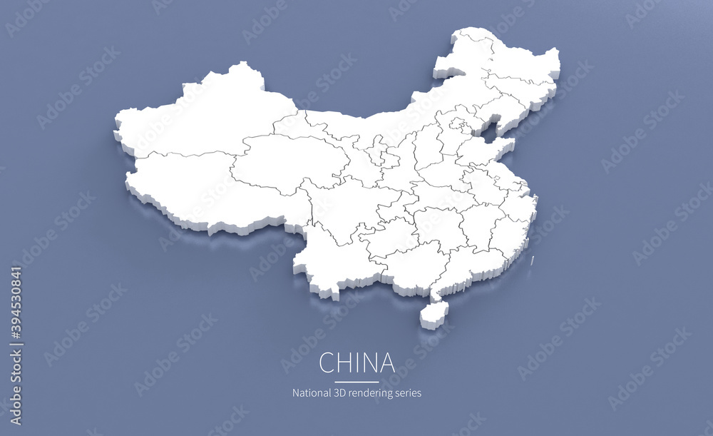 China Map 3d. National map 3D rendering set in Asia continent. China Map 3d. National map 3D rendering set in Asia continent.