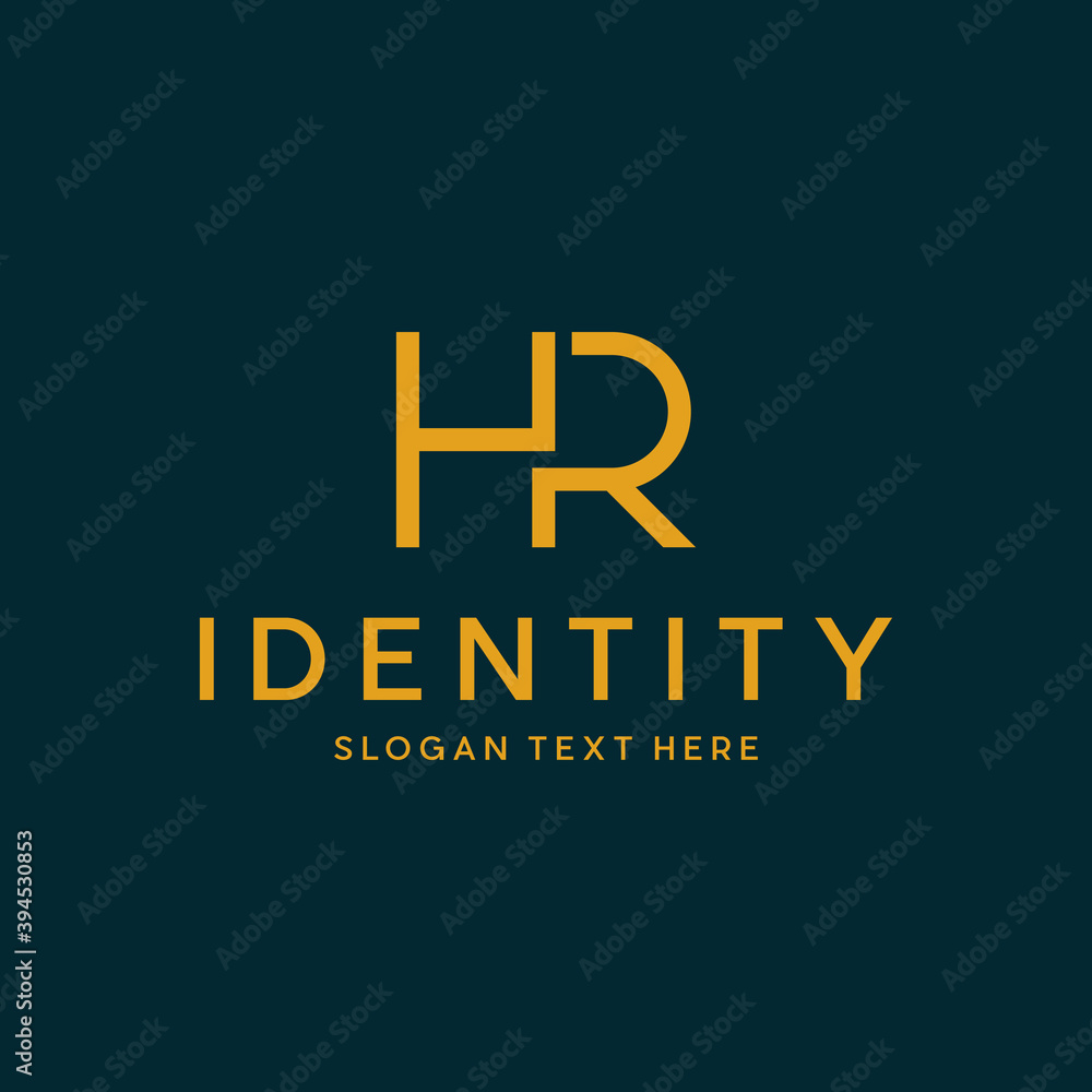 Obraz premium HR or H R letter alphabet logo design, letter HR linked geometric design logo vector