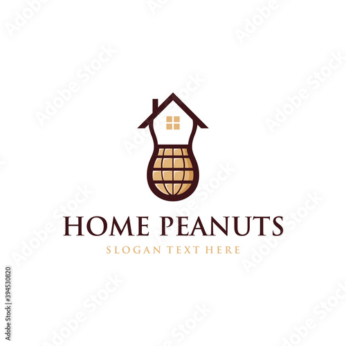 Home With peanut logo design vector template, home peanut logo detailing with white background