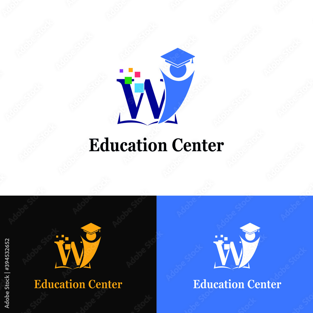 W Initial letter for Education/Academy business logo template with Toga ...