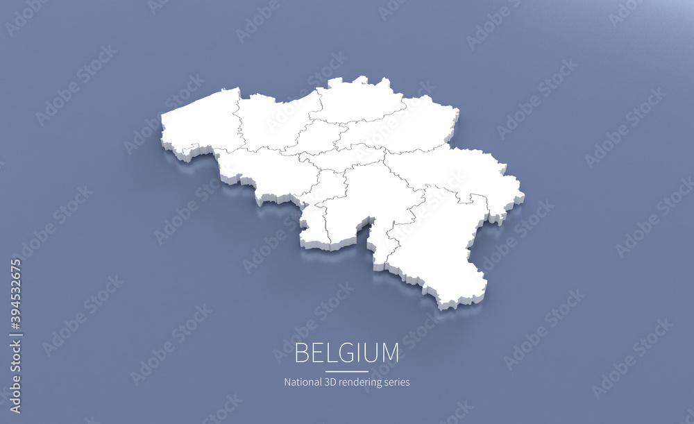 Fototapeta premium Belgium Map 3d. National map 3D rendering set in Europe continent.