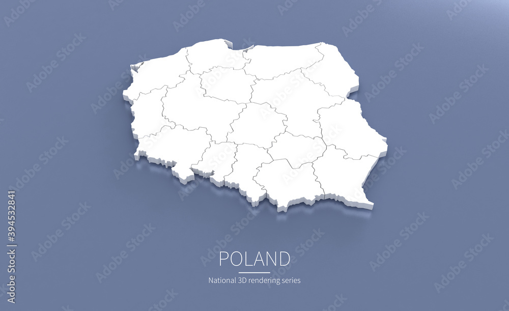 Naklejka premium Poland Map 3d. National map 3D rendering set in Europe continent.